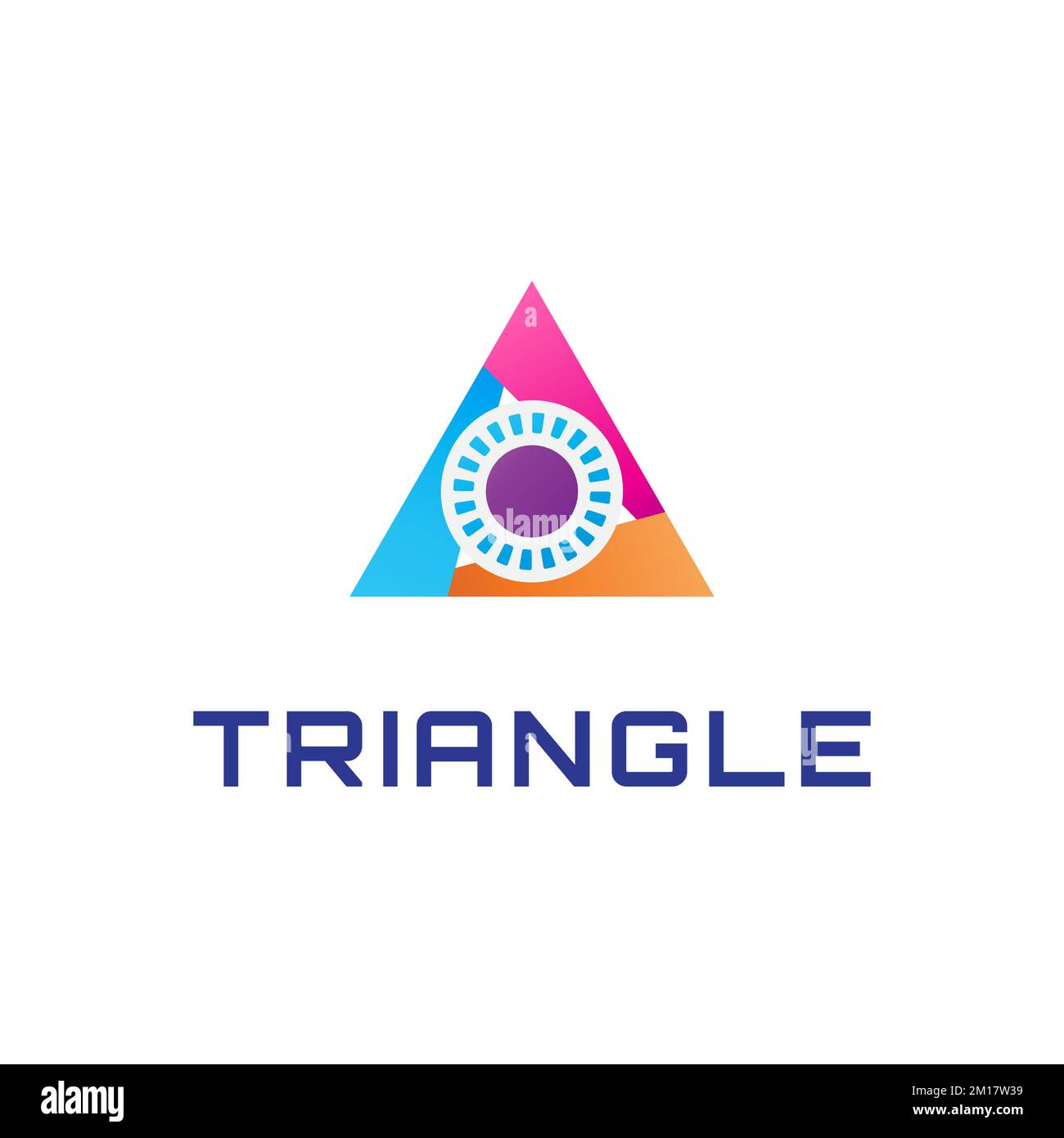 Globe oculaire au milieu du triangle. Logo à trois angles de couleur. Illustration de Vecteur