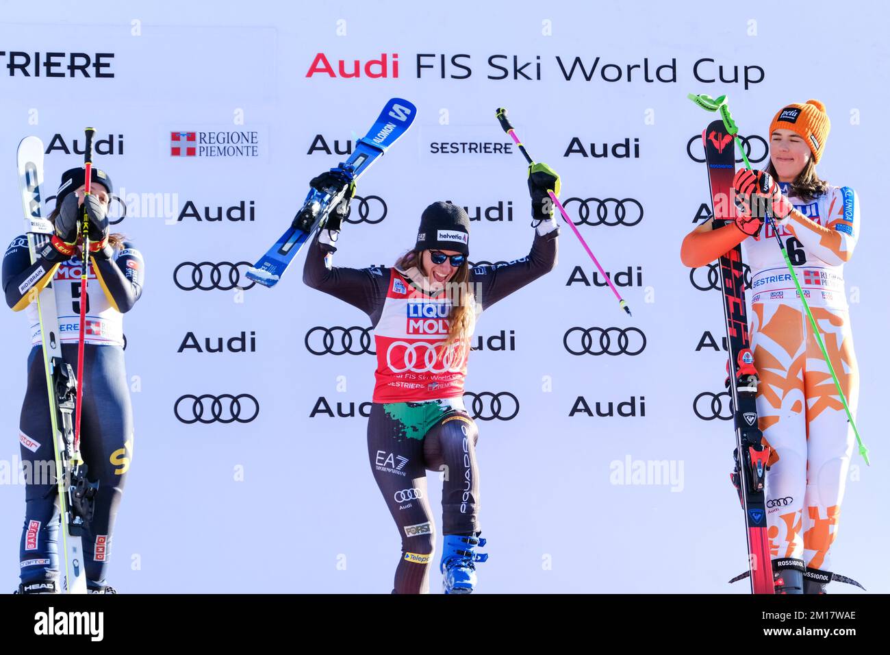 Sestriere Italie 10 décembre 2022 Triumph de Marta Bassino dans le slalom géant de la coupe du monde à Sestriere. Banque D'Images