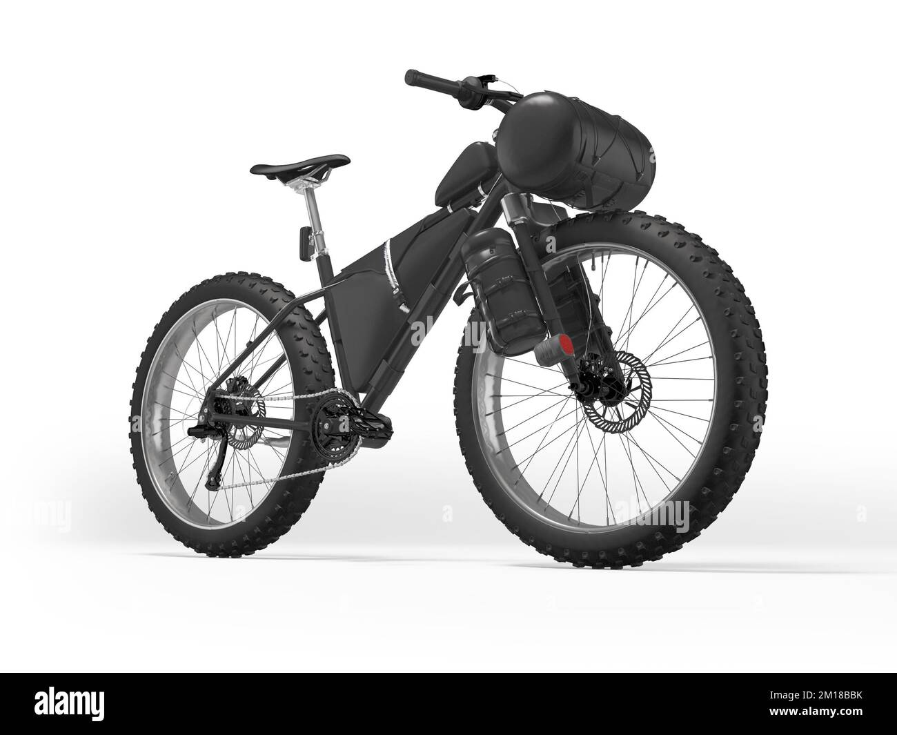 3d illustration du vélo de montagne noir pour les voyages extrêmes sur fond blanc avec ombre Banque D'Images