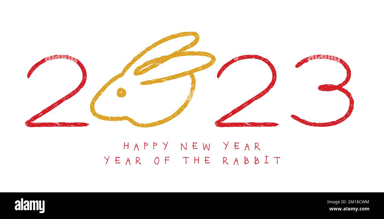 bonne année, année du lapin 2023 typographie vecteur illustration Illustration de Vecteur