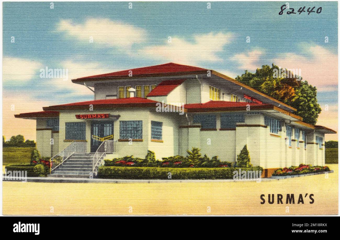 Restaurant et bar-salon Surma's, 175th & Western Ave., Homewood, Illinois. , Restaurants, Tichnor Brothers Collection, cartes postales des États-Unis Banque D'Images