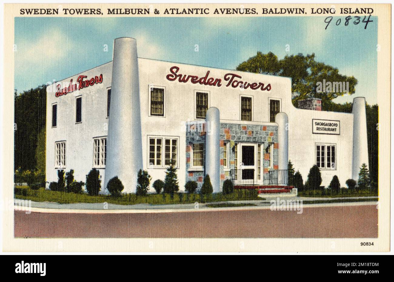 Sweden Towers, Milburn & Atlantic avenues, Baldwin, long Island , restaurants, Tichnor Brothers Collection, Cartes postales des États-Unis Banque D'Images