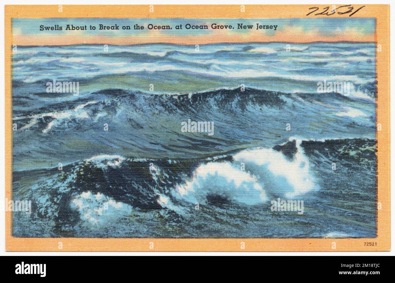 Gonfle sur le point de se briser sur l'océan, à Ocean Grove, New Jersey , Seas, Tichnor Brothers Collection, Cartes postales des États-Unis Banque D'Images