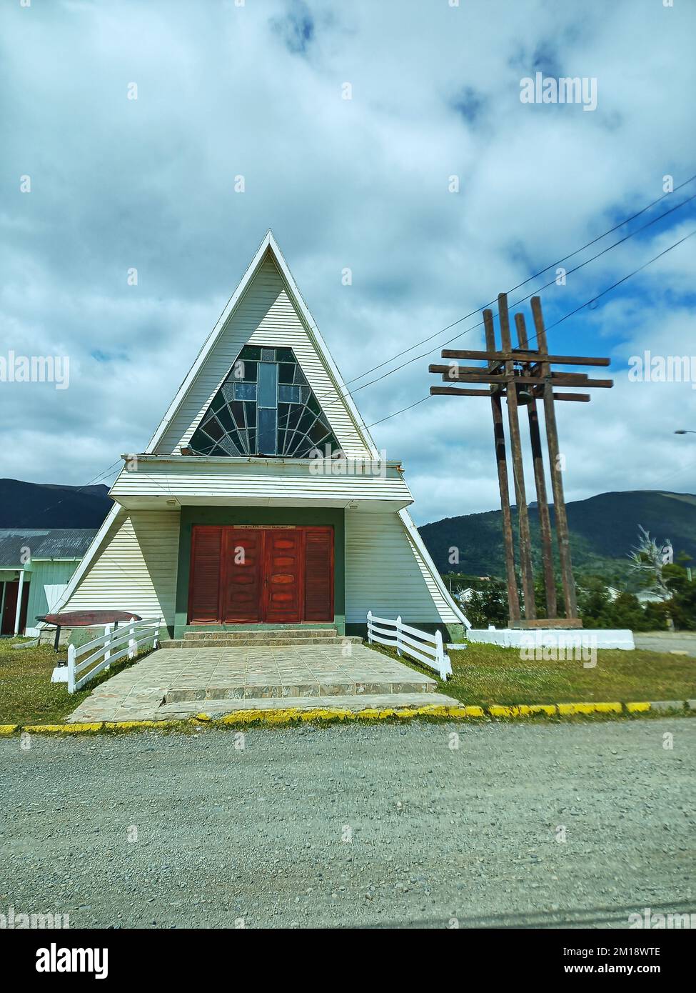 église de Puerto Williams, Île Navarino, Tierra del Fuego, Antarctique, Chili, Amérique du Sud, péninsule antarctique Banque D'Images