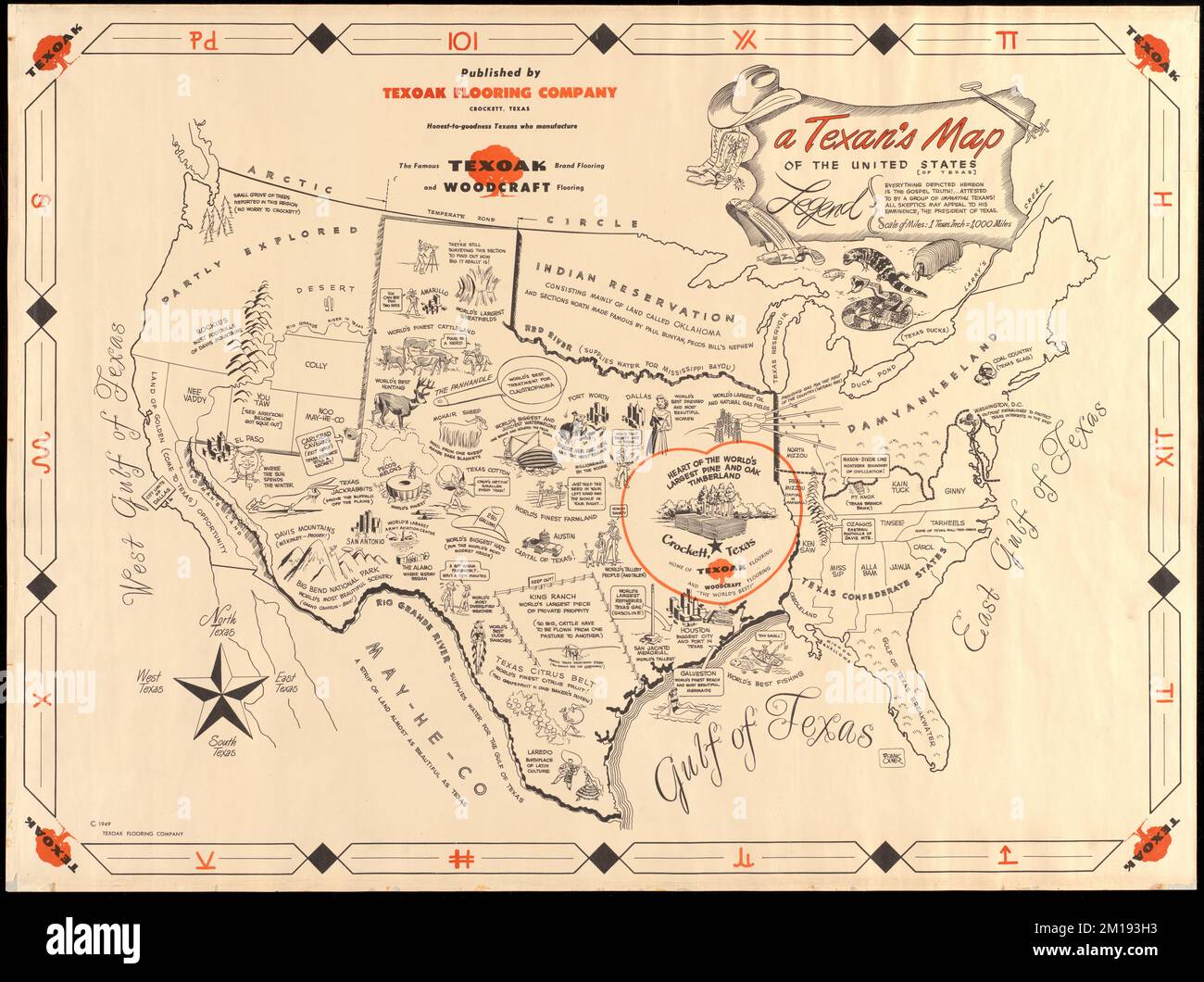 Une carte de Texan des Etats-Unis [du Texas] , Etats-Unis, humour, cartes, Texas, Humour, cartes, cartes vectorielles, cartes mentales Norman B. Leventhal Map Center Collection Banque D'Images