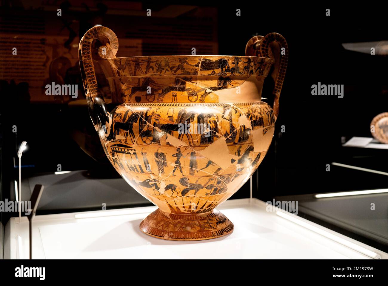 François vase, cratère à volute attique décoré dans le style de la figure noire, conservé au Musée archéologique national de Florence, en Italie Banque D'Images