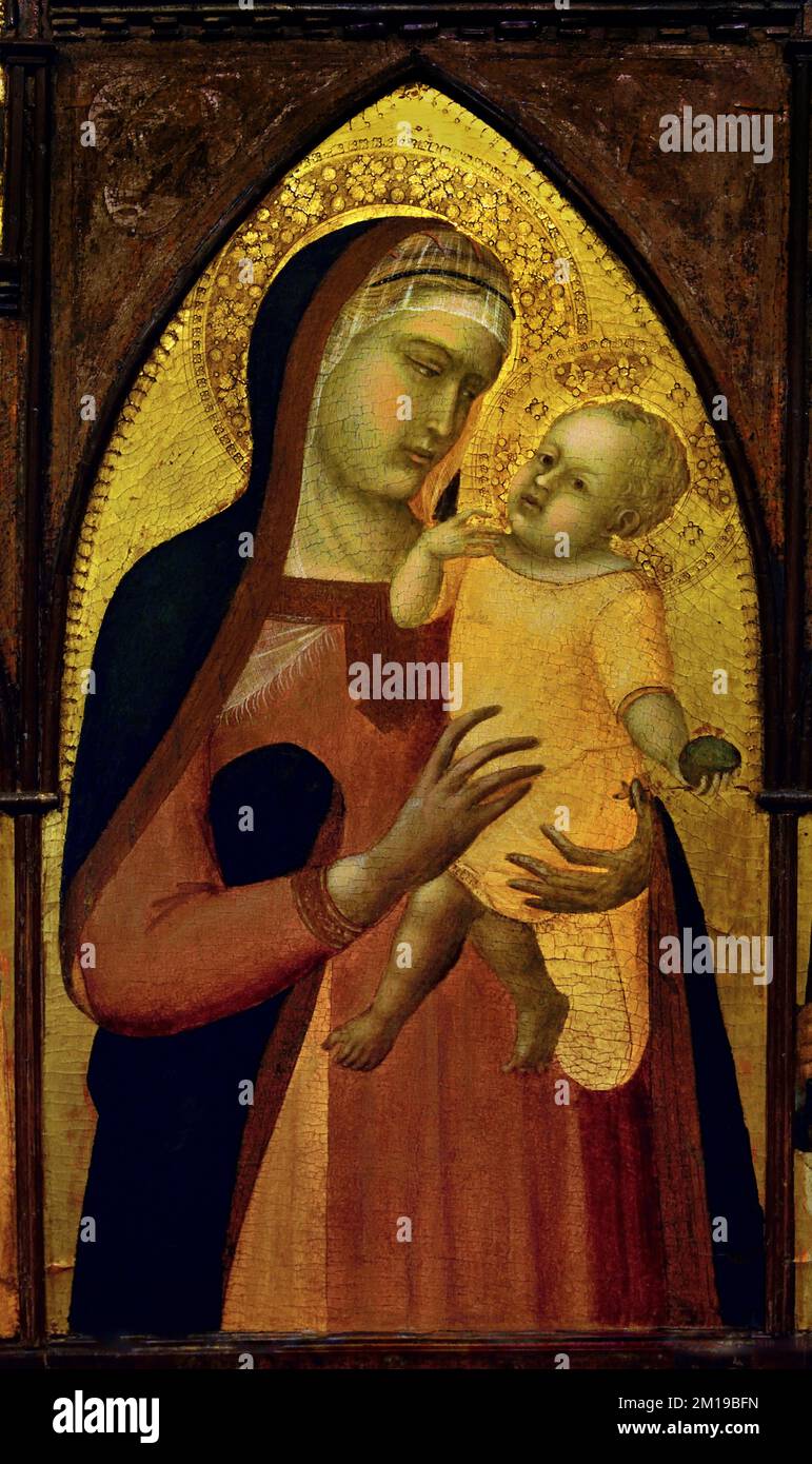 Pietro Lorenzetti, Polyptych de S. Giusto, Madonna avec enfant, Christian Art, Italie, Italien. Banque D'Images