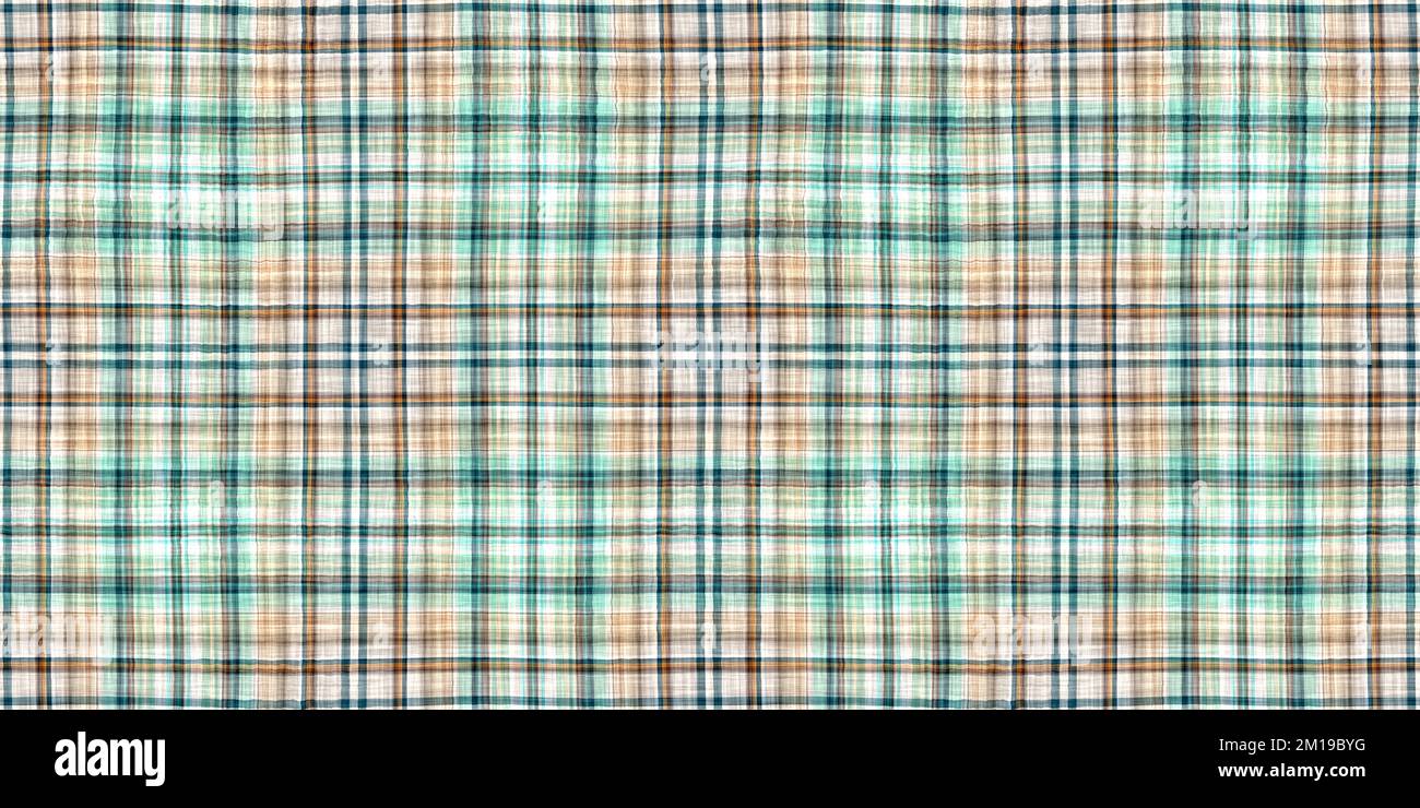 Carrelage en tissu bleu sarcelle rustique de la maison de plage côtière border check. Bordure en flanelle sans couture pour marin. Ruban continu en ruban de banderole rustique Gingham. Banque D'Images