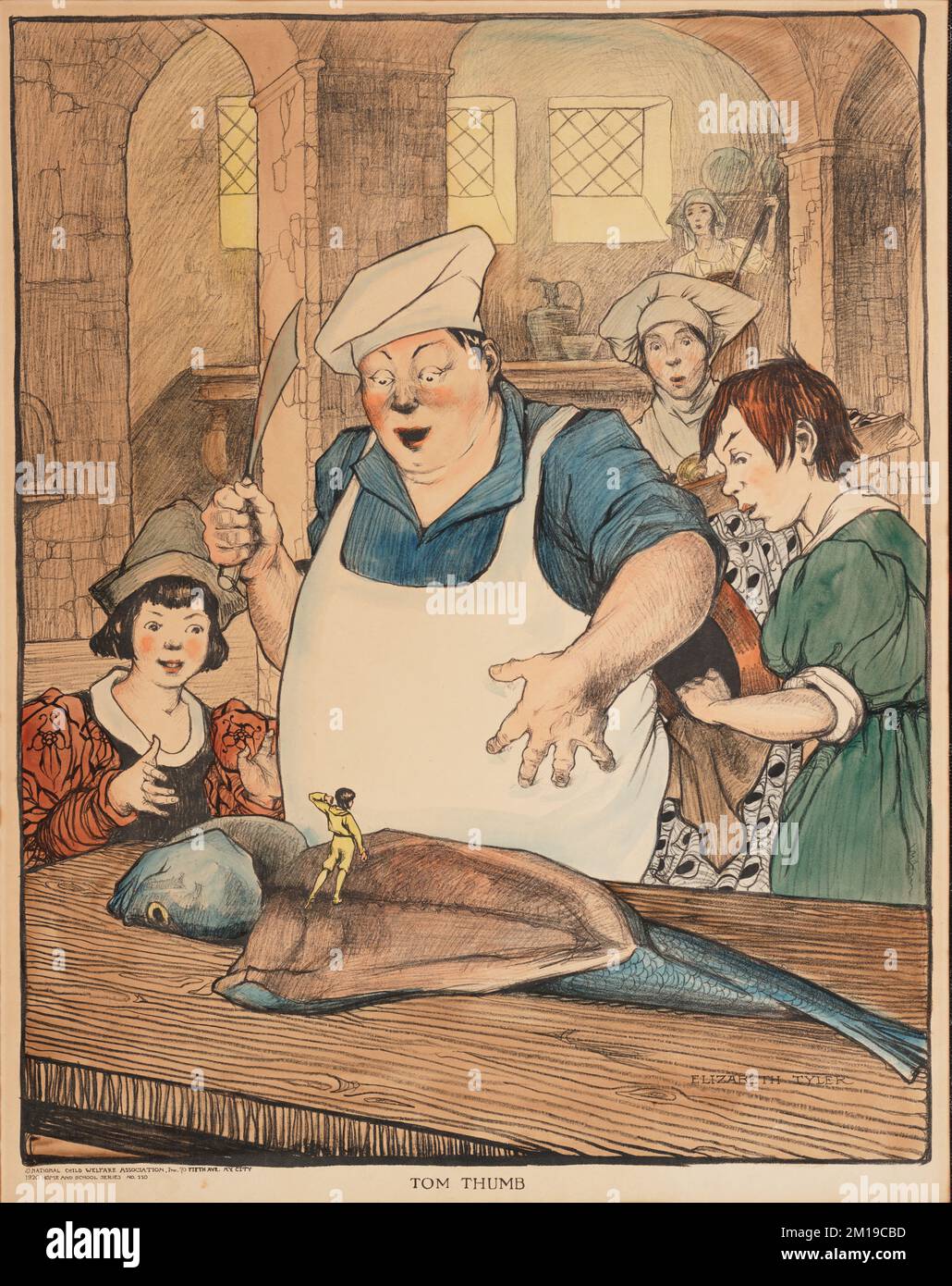 Tom Thumb , poisson, cuisiniers, cuisines, personnages fictifs, Tom Thumb Tale Banque D'Images
