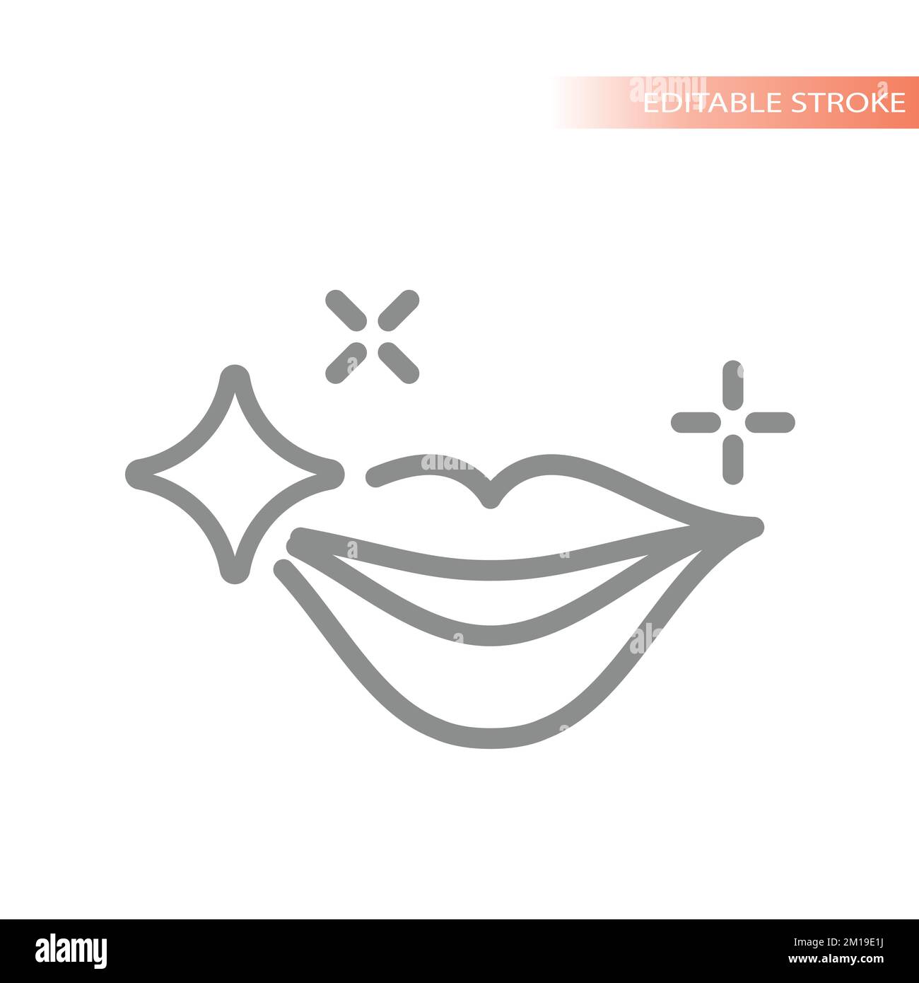 Icône de vecteur de ligne dentaire sourire éclatant. Symbole de blanchiment des dents. Illustration de Vecteur