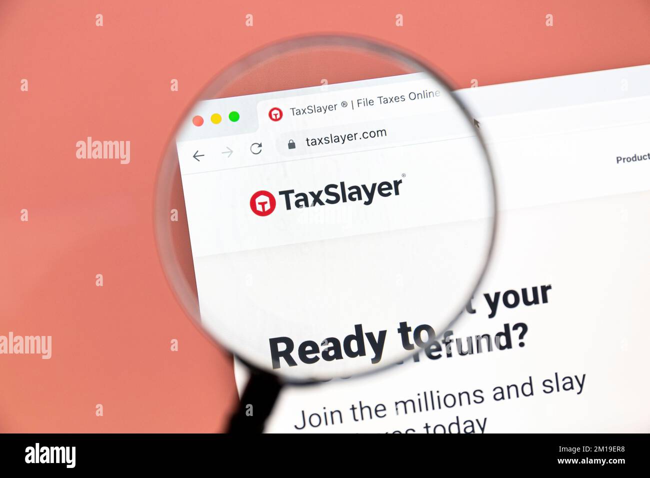 Ostersund, Suède - 2 octobre 2022: TaxSlayer website.TaxSlayer LLC est une entreprise privée de préparation d'impôts et de technologie financière. Banque D'Images