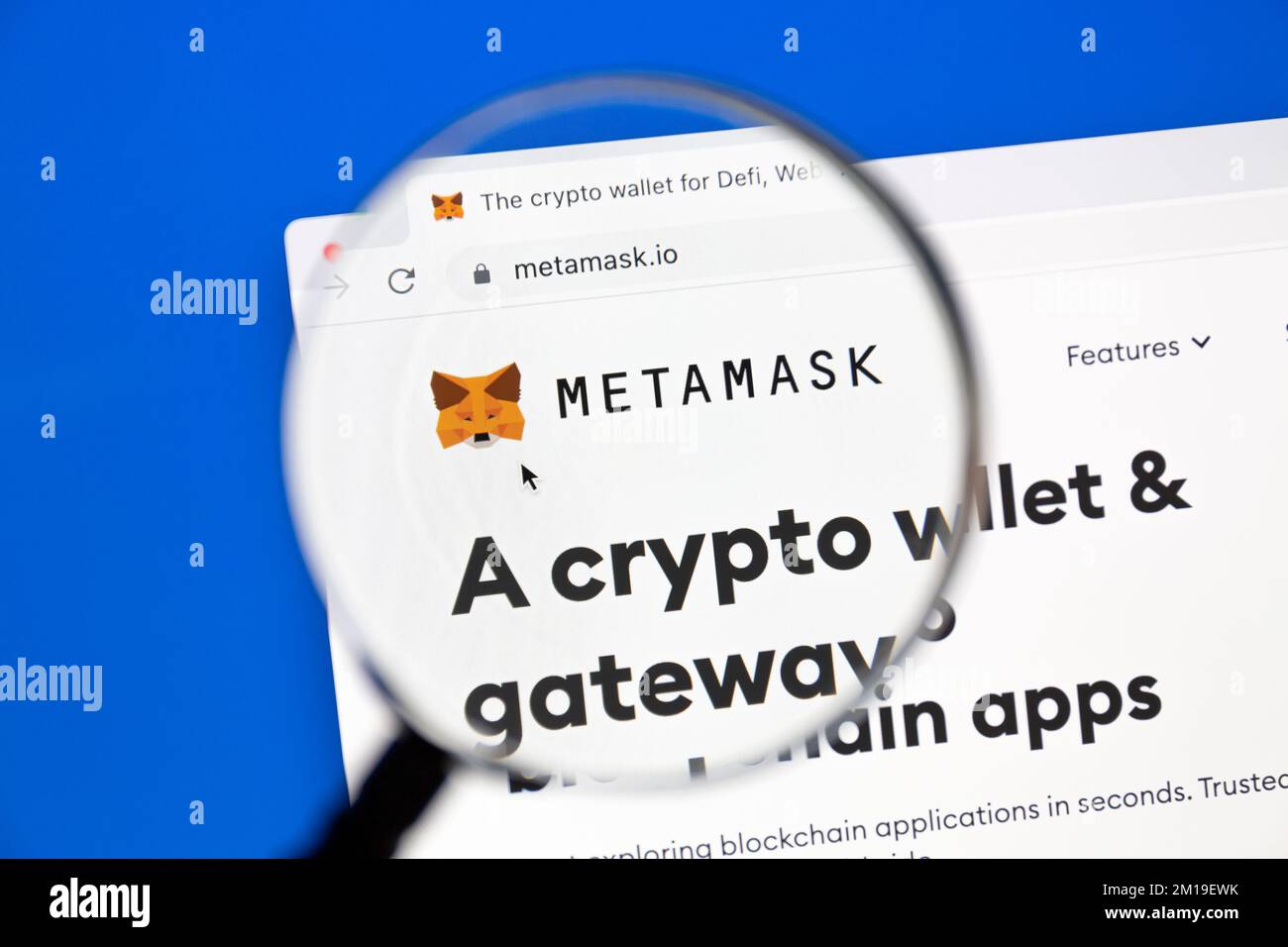 Ostersund, Suède - 7 octobre 2022: Site web de Metamask. MetaMask est un portefeuille de crypto-monnaie de logiciel utilisé pour interagir avec la blockchain d'Ethereum. Banque D'Images