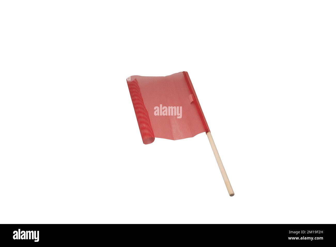 Un drapeau rouge de cargaison isolé sur un fond blanc, un concept d'avertissement Banque D'Images