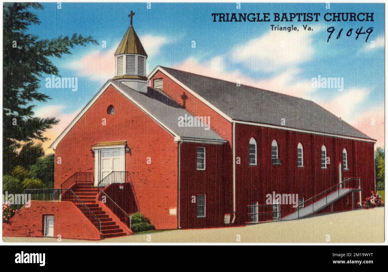 Église baptiste du triangle, Triangle, Virginie , Églises, Collection des frères Tichnor, cartes postales des États-Unis Banque D'Images