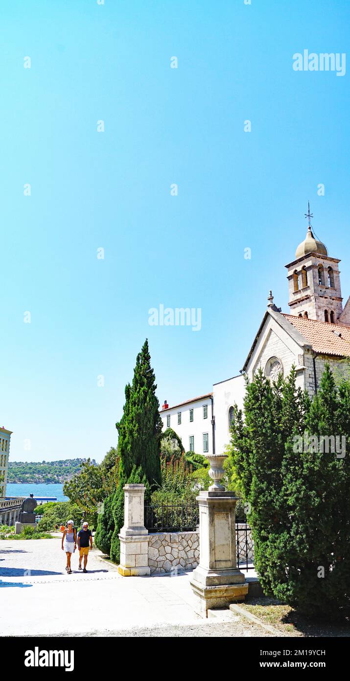 Vue sur les jardins, les rues et les ruelles de Zadar, Dalmatie en Croatie, Europe Banque D'Images