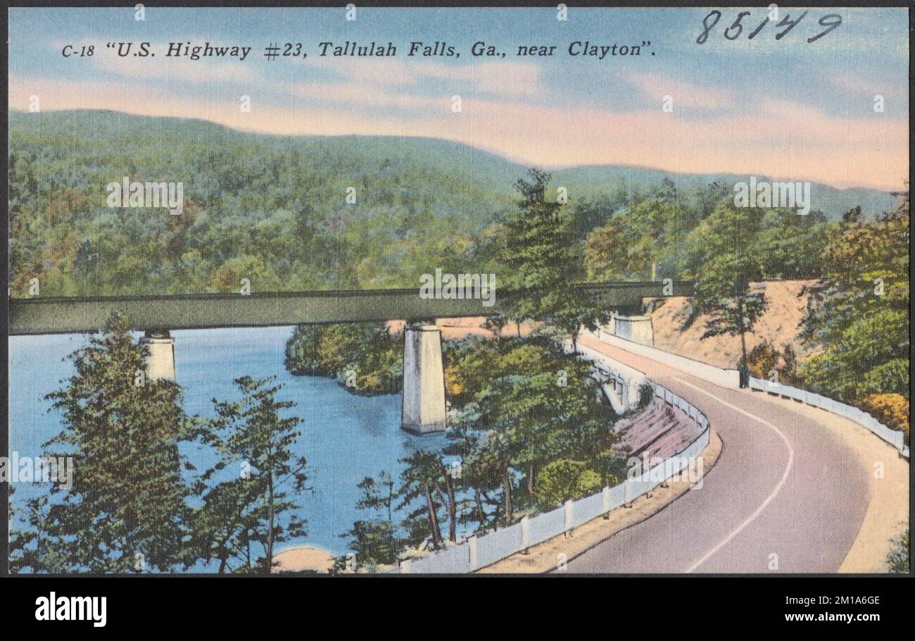 U. S. Highway #23, Tallulah Falls, Géorgie, près de Clayton , routes, Tichnor Brothers Collection, cartes postales des États-Unis Banque D'Images
