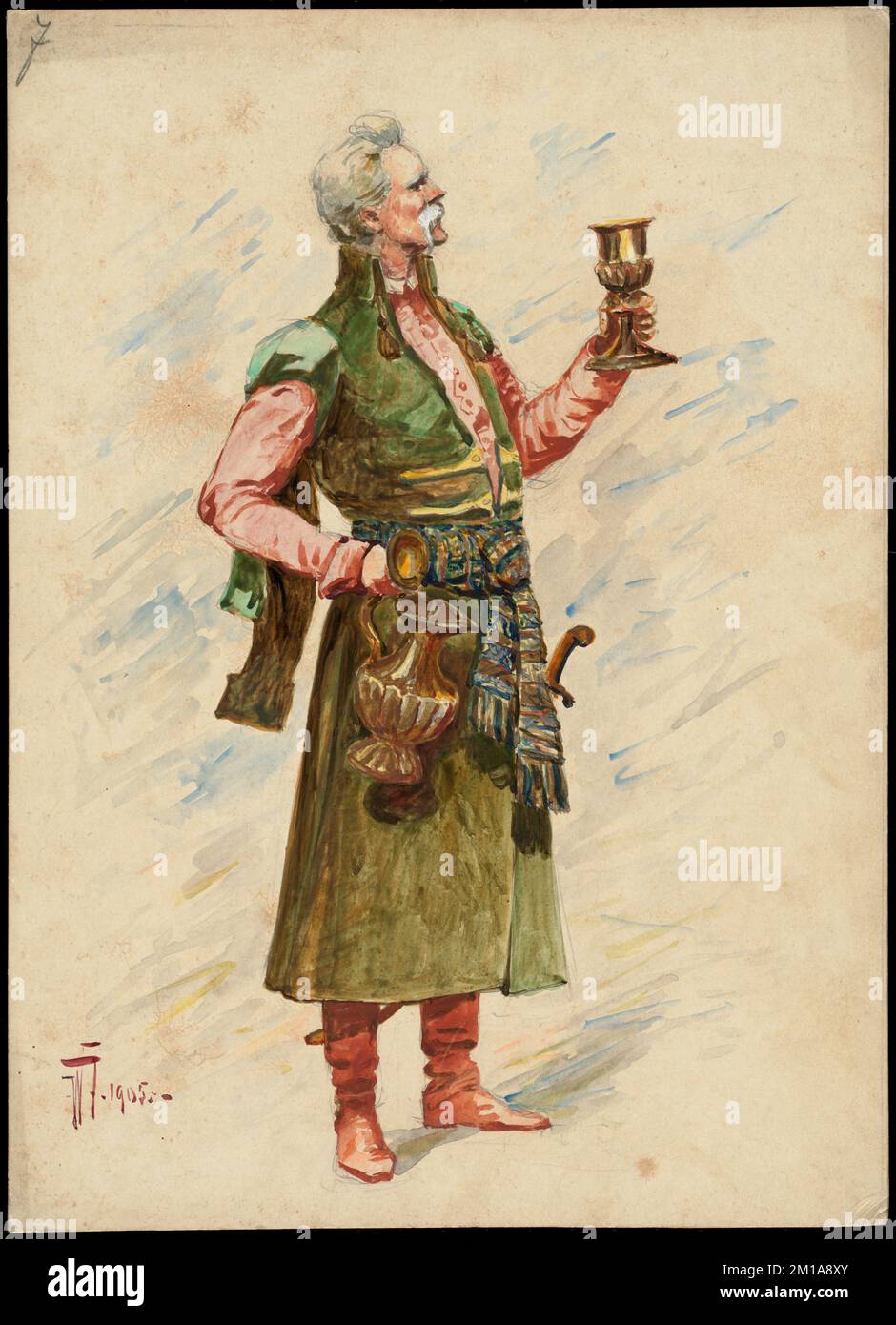 Plaque de conception de costume d'opéra italien non identifié 7 , opéras et opérettes, costumes, collection Allen A. Brown Banque D'Images