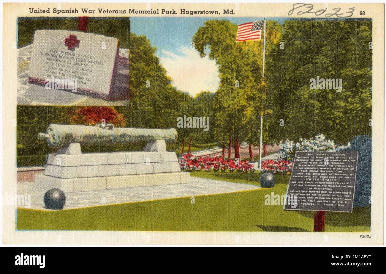 United Spanish War Veterans Memorial Park, Hagerstown, Maryland , Parcs, monuments et monuments commémoratifs, Collection des frères Tichnor, cartes postales des États-Unis Banque D'Images