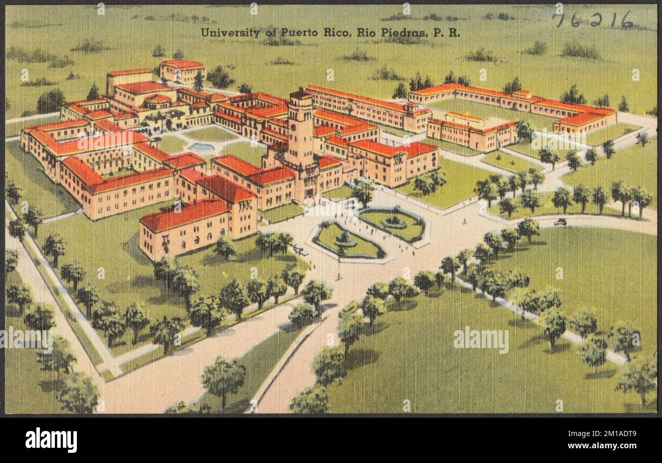 Université de Porto Rico, Rio Piedras, P. R. , universités et collèges,  Université de Porto Rico Campus Río Piedras, Collection de frères Tichnor,  cartes postales des États-Unis Photo Stock - Alamy