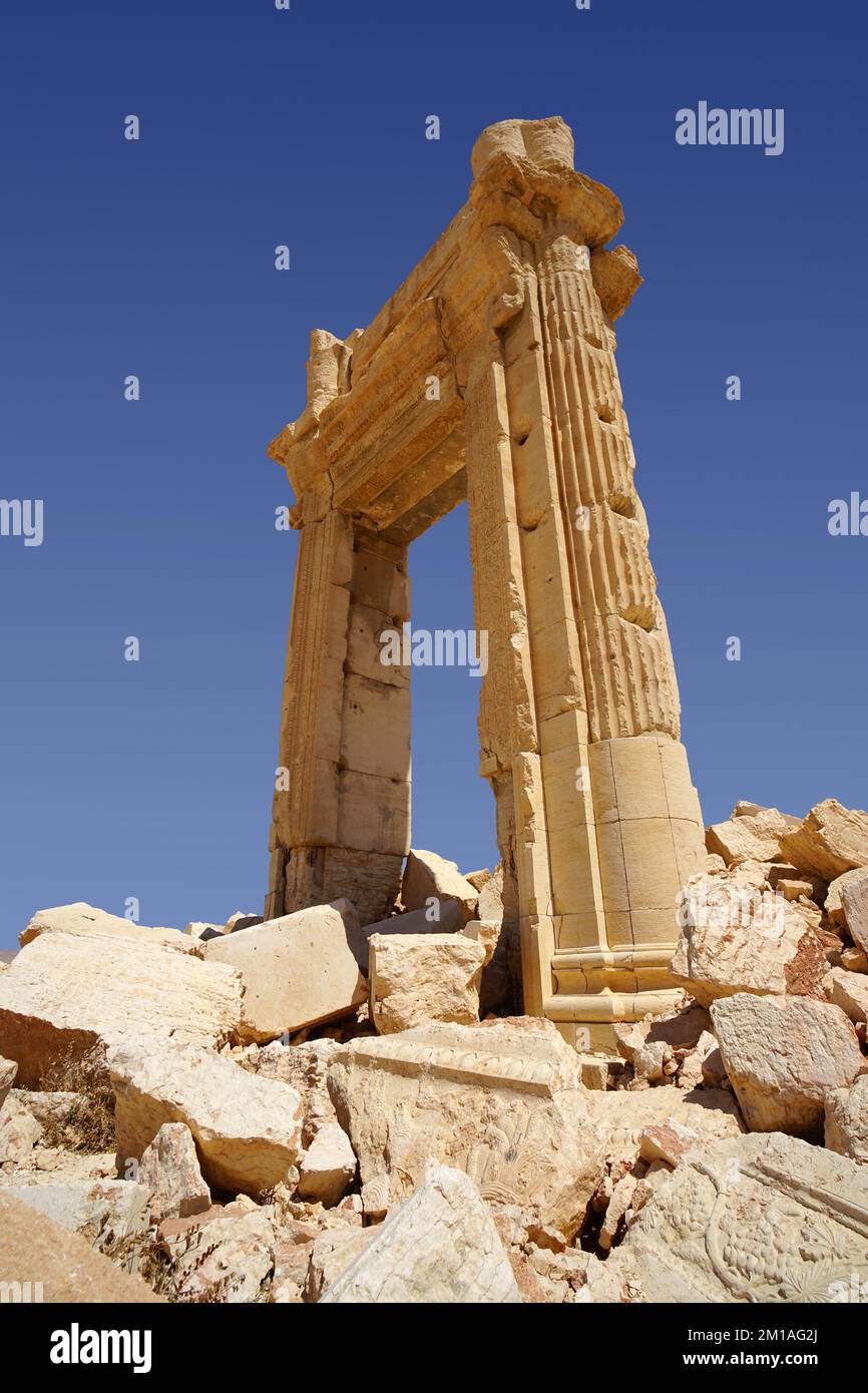 L'ancien site archéologique de Palmyra, Tadmur, Syrie. L'EI a occupé Palmyra en 2015 et 2017, détruisant une grande partie du patrimoine architectural. Banque D'Images