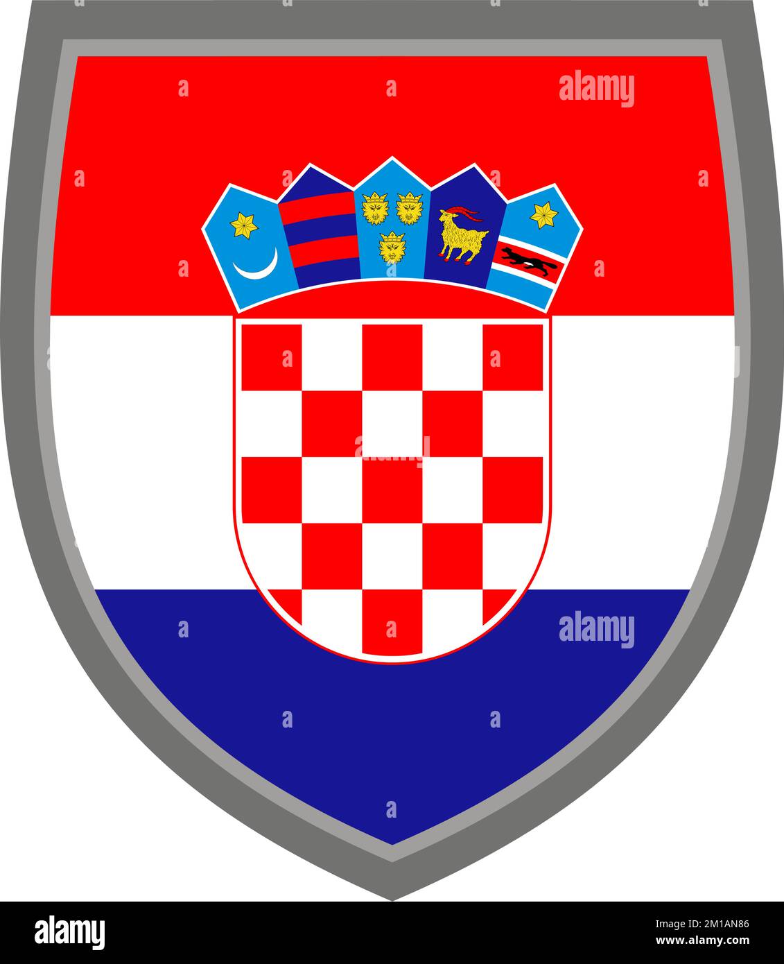 Bouclier avec les couleurs du drapeau de Croatie - couleur RVB originale - icône bouclier croate découpé Illustration de Vecteur