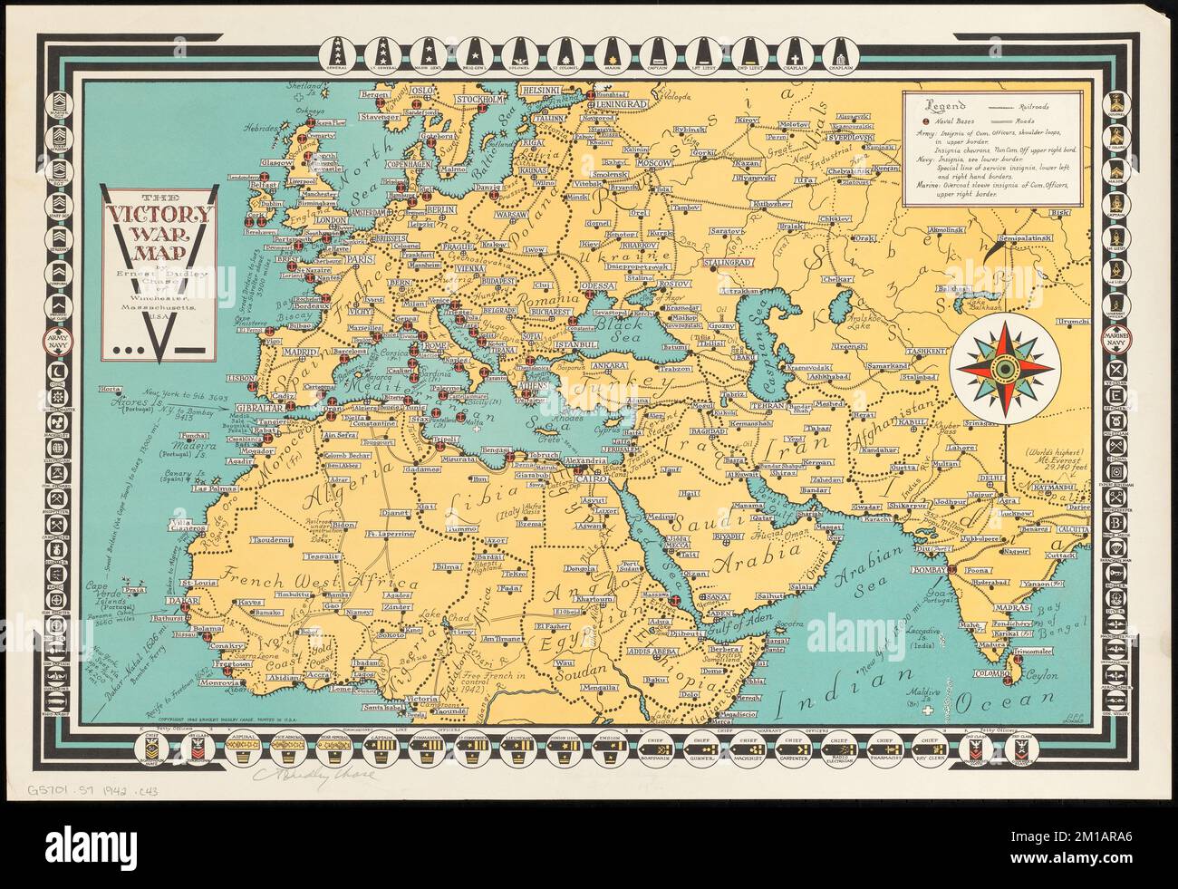 La carte de la guerre de la victoire , Guerre mondiale, 1939-1945, Europe, cartes, Guerre mondiale, 1939-1945, Moyen-Orient, cartes, Guerre mondiale, 1939-1945, Afrique, Nord, cartes, Afrique, Nord, cartes, Europe, cartes, Moyen-Orient, Cartes Norman B. Leventhal Map Centre Collection Banque D'Images
