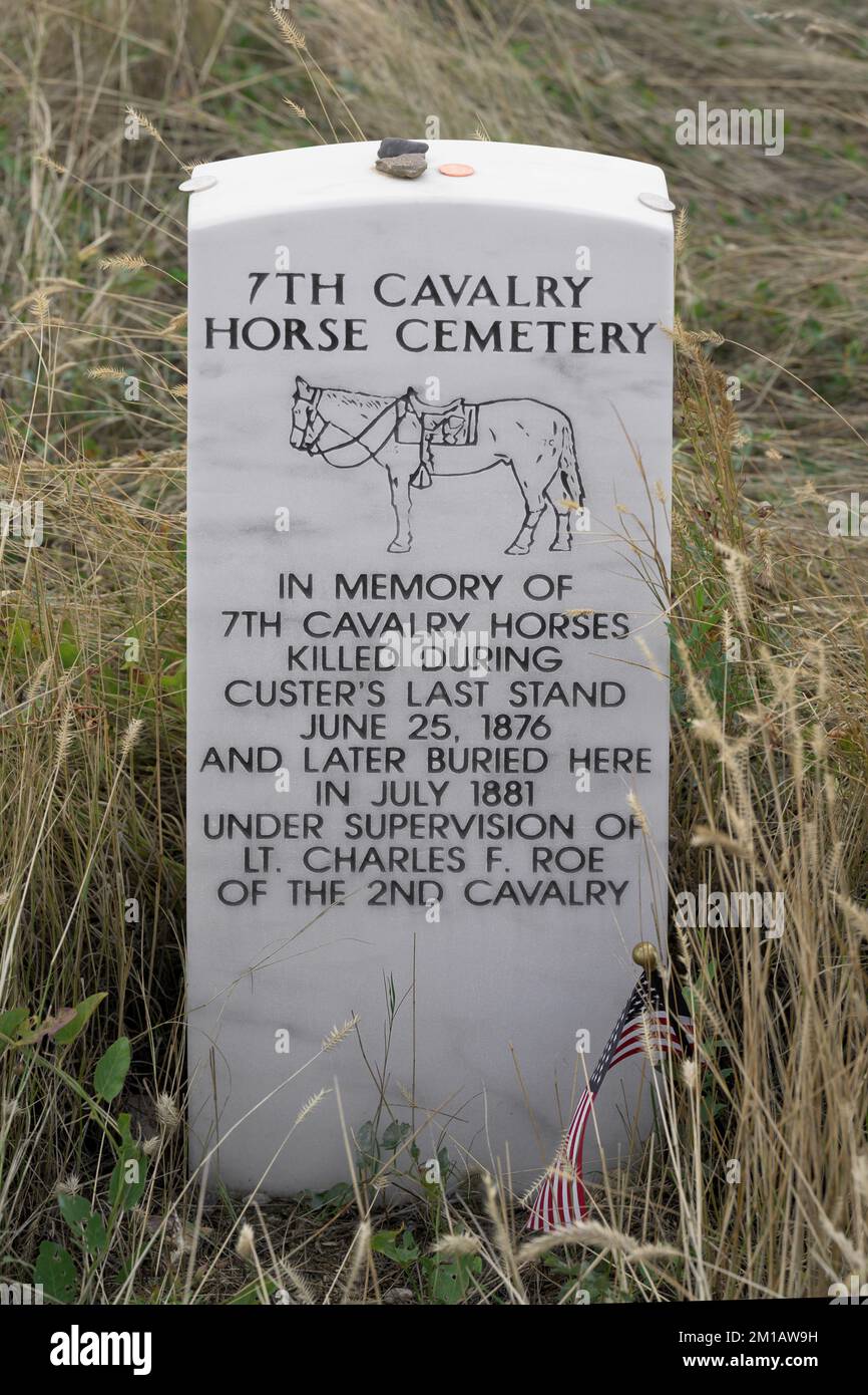 7th Cavalry Horse Cemetery au Little Bighorn Battlefield National Monument on Battlefield Tour Road à Crow Agency, Montana Banque D'Images 7th Cavalry Horse Cemetery au Little Bighorn Battlefield National Monument on Battlefield Tour Road à Crow Agency, Montana Banque D'Images