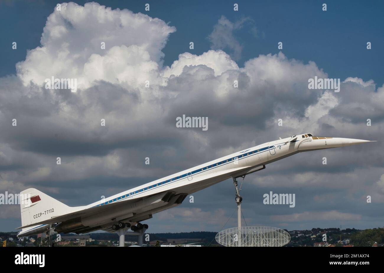 Un avion de ligne supersonique Tupolev tu-144 exposé au Musée Technik, à Sinsheim, Speyer, Allemagne Banque D'Images