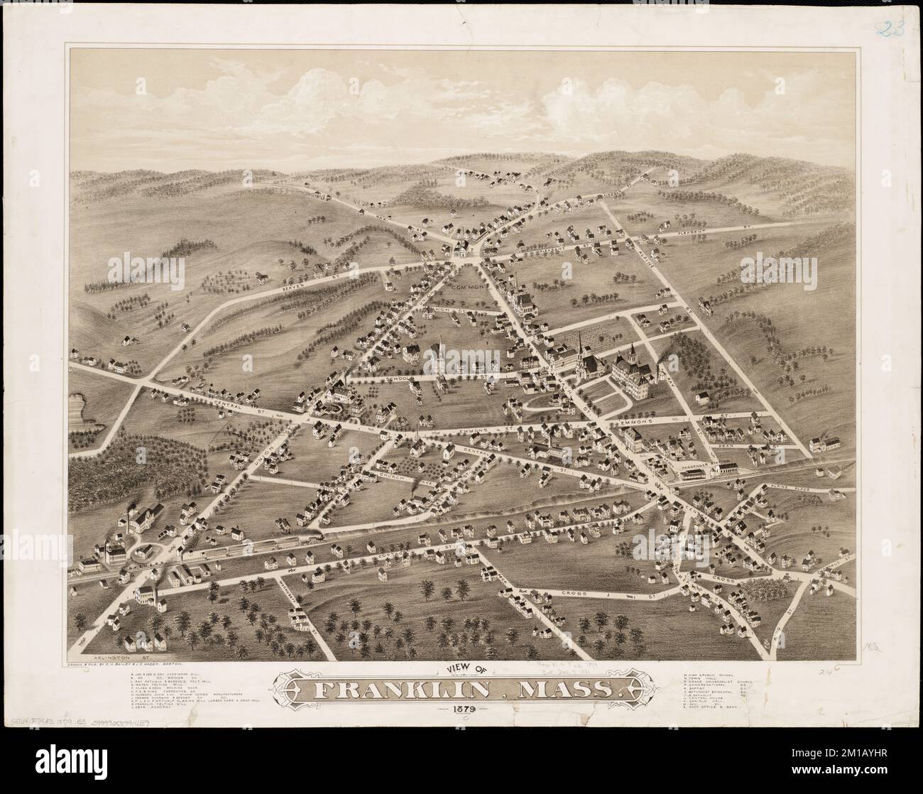 Vue de Franklin, Messe : 1879 , Messe Franklin, vues aériennes Norman B. Leventhal Centre de carte Collection Banque D'Images