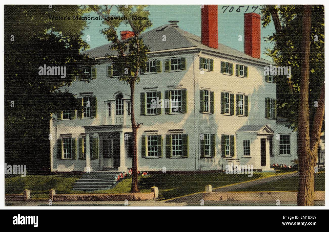 Mémorial de l'eau, Ipswich, Massachusetts. , Maisons modèles, Collection des frères Tichnor, cartes postales des États-Unis Banque D'Images