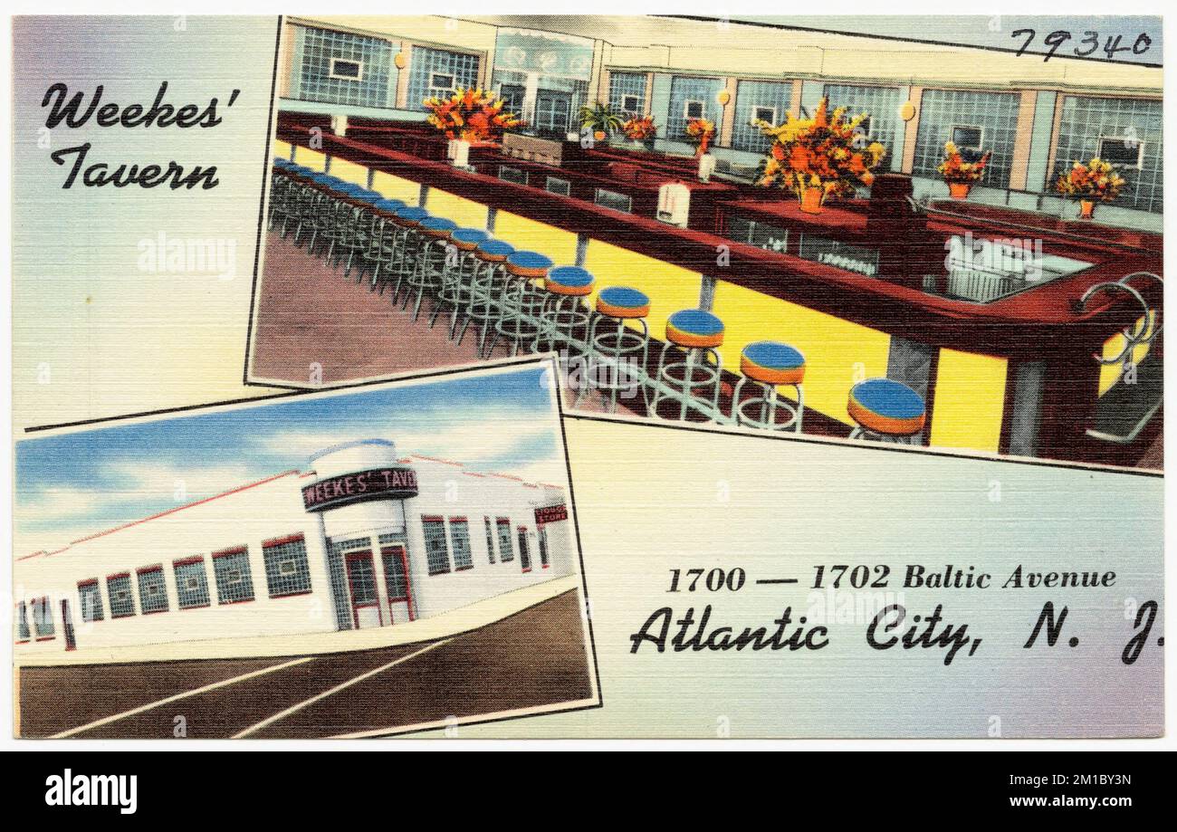 Weekes' Tavern, 1700-1702 Baltic Avenue, Atlantic City, N. J. , bars, Tichnor Brothers Collection, cartes postales des États-Unis Banque D'Images