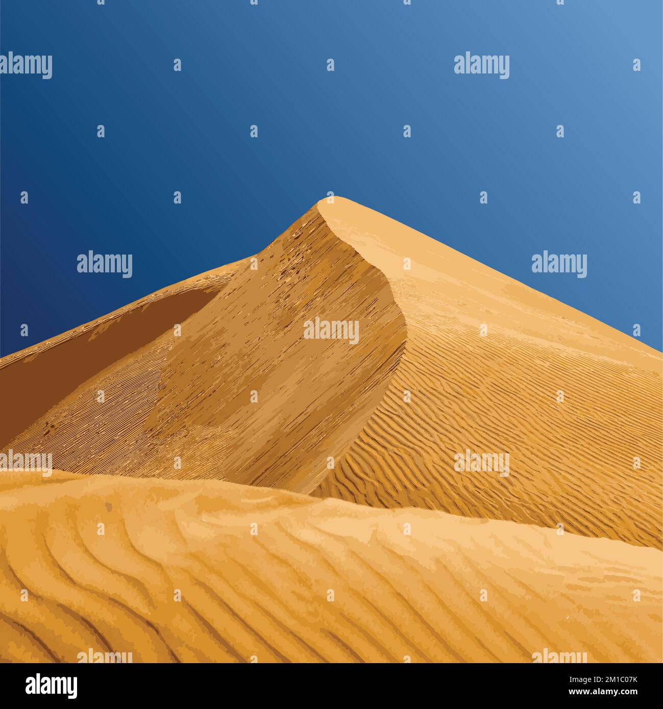 Dune de sable avec illustration vectorielle de fond bleu ciel Illustration de Vecteur