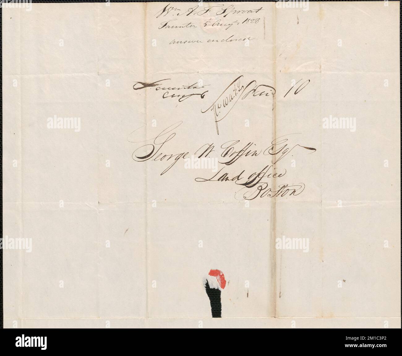 William A. F. Sprout à George Coffin, 5 août 1828 , ventes de terrains publics, États-Unis, Massachusetts, politique et gouvernement, 1775-1865, Maine, politique et gouvernement, 1775-1865, États-Unis, Histoire, Révolution, 1775-1783, revendications, Canada, Frontières, États-Unis Banque D'Images