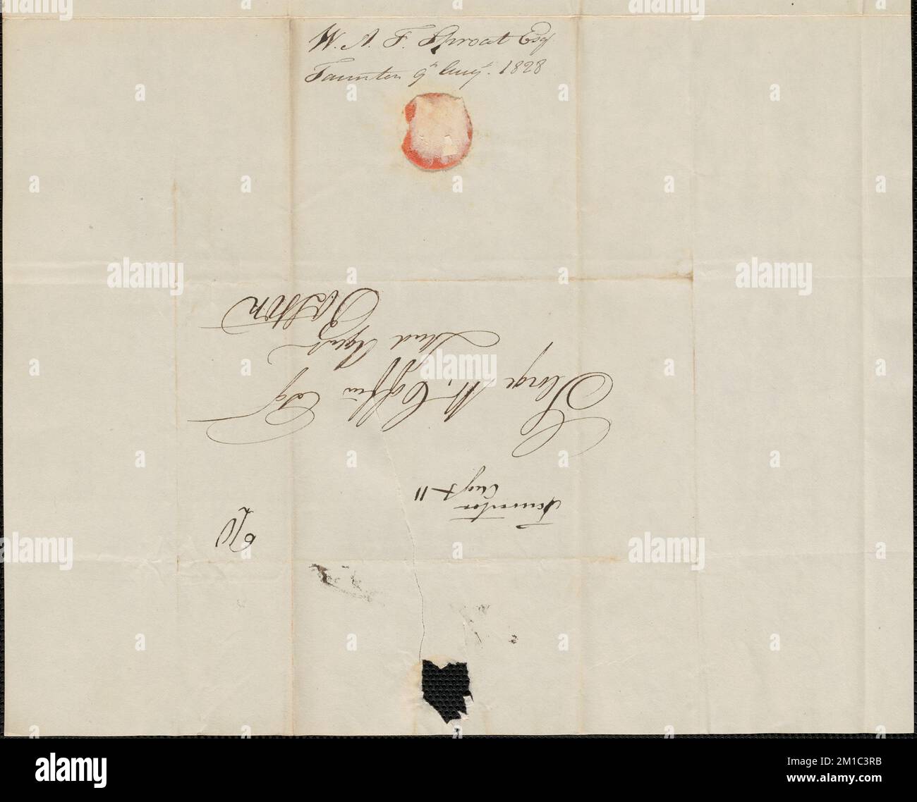 William A.F. Sprint to George Coffin, 9 août 1828 , public Land sales, Etats-Unis, Massachusetts, politique et gouvernement, 1775-1865, Maine, politique et gouvernement, 1775-1865, États-Unis, Histoire, Révolution, 1775-1783, revendications, Canada, Frontières, États-Unis Banque D'Images