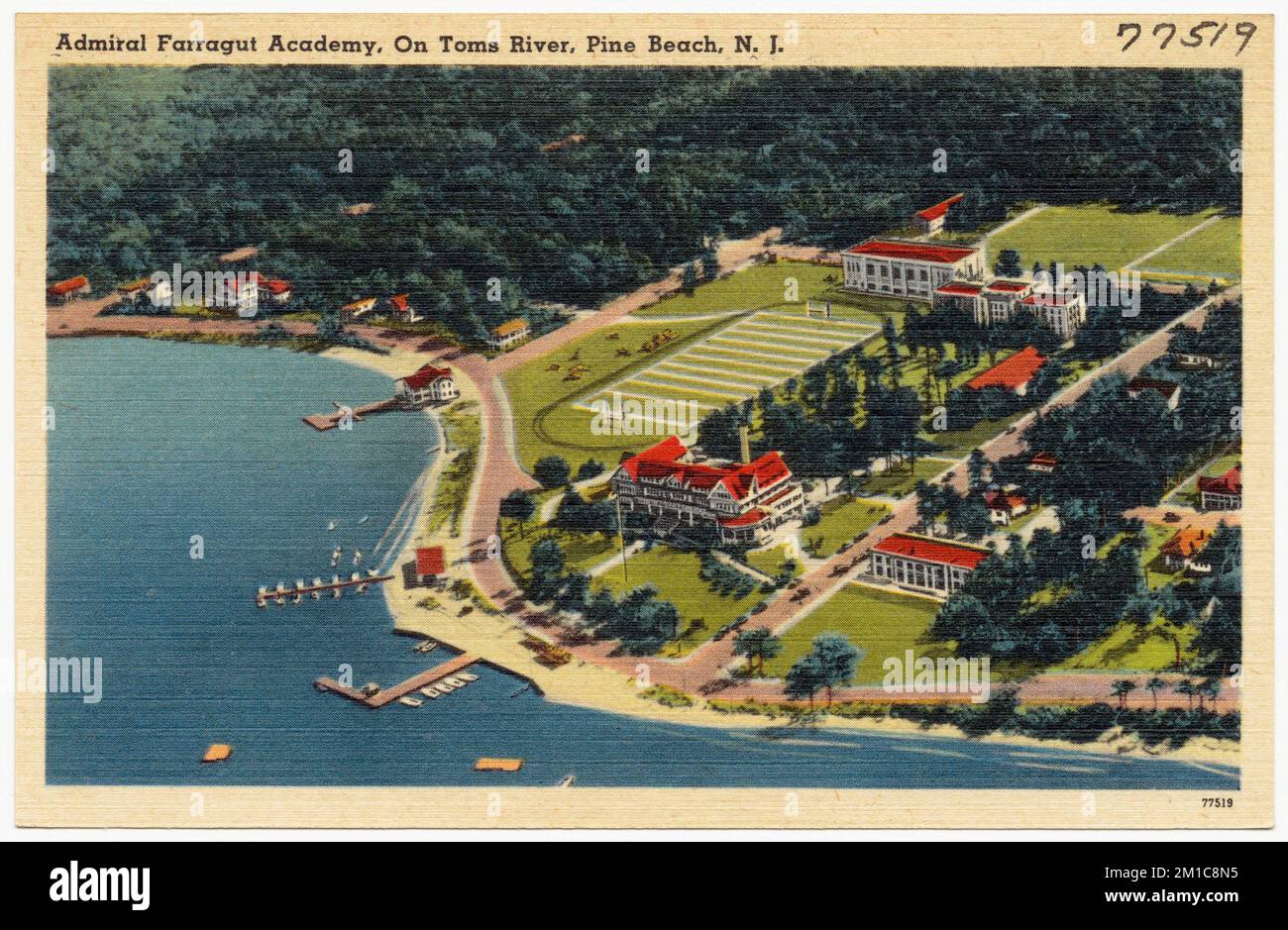 Admiral Farragut Academy, sur Toms River, Pine Beach, N. J. , installations militaires, Ecoles, Rivers, Tichnor Brothers Collection, cartes postales des États-Unis Banque D'Images