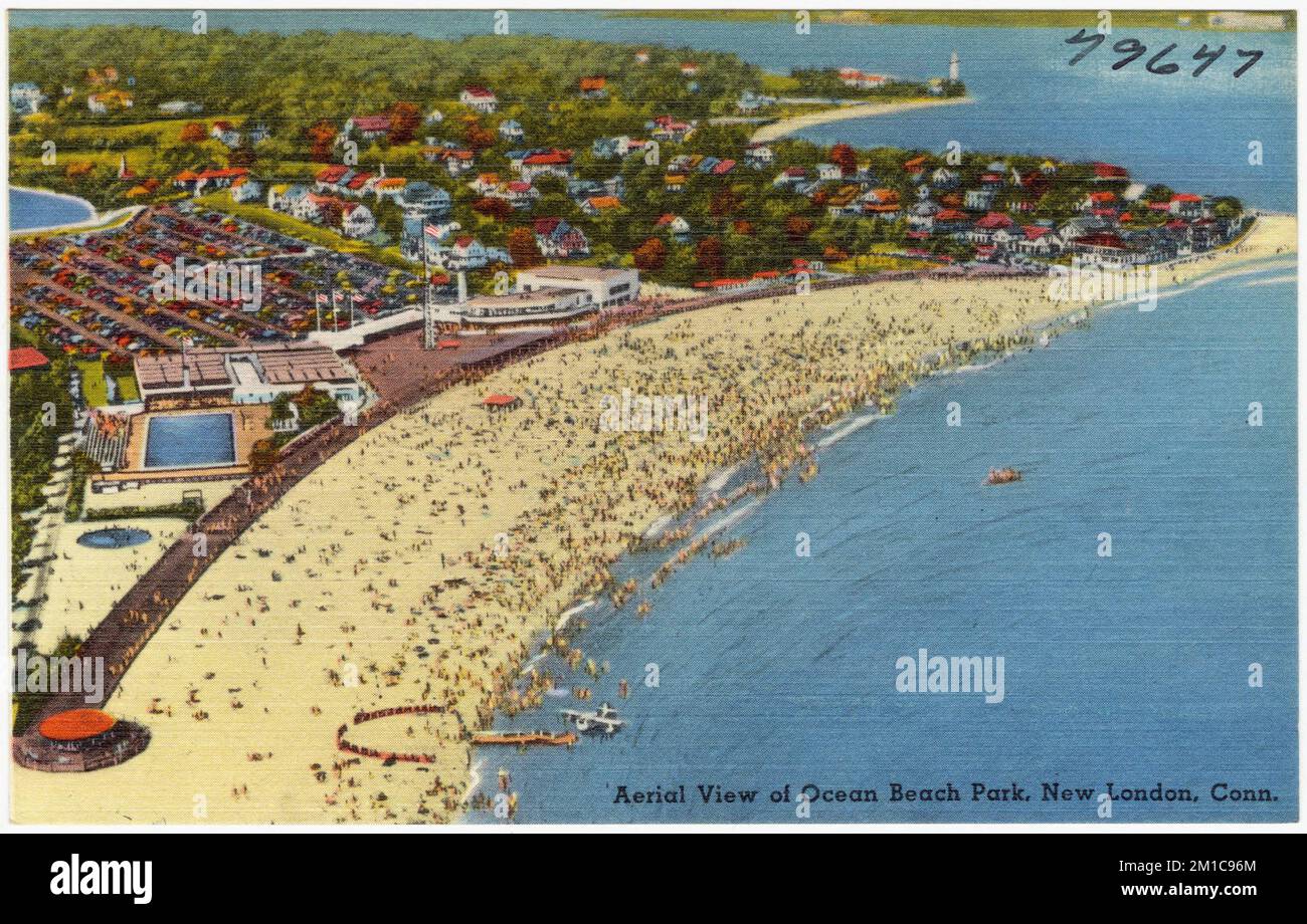 Vue aérienne d'Ocean Beach Park, New London, Connecticut , Plages, Villes et villages, Tichnor Brothers Collection, cartes postales des Etats-Unis Banque D'Images