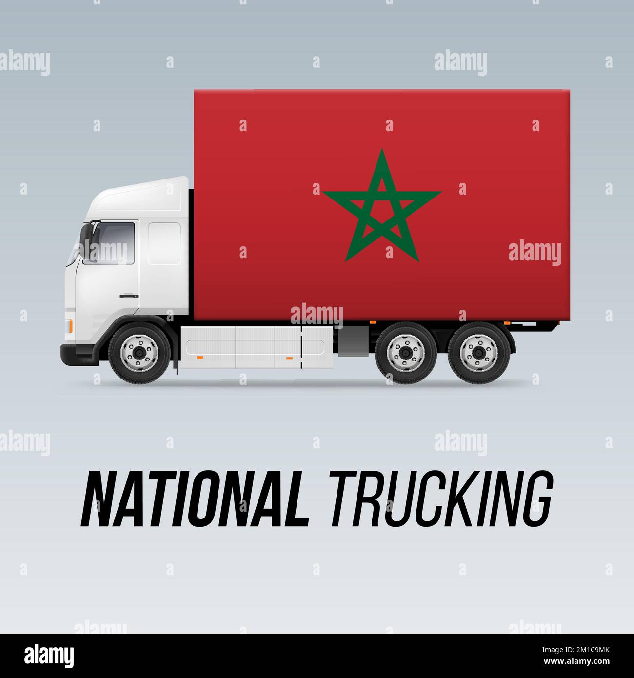 Symbole de camion de livraison nationale avec drapeau du Maroc. Icône du camionnage national et drapeau marocain Illustration de Vecteur