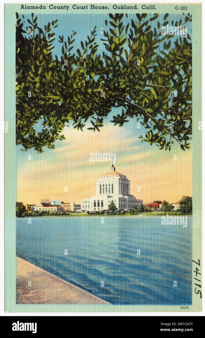 Palais de justice du comté d'Alameda, Oakland, Californie , Palais de justice, Collection des frères Tichnor, cartes postales des États-Unis Banque D'Images