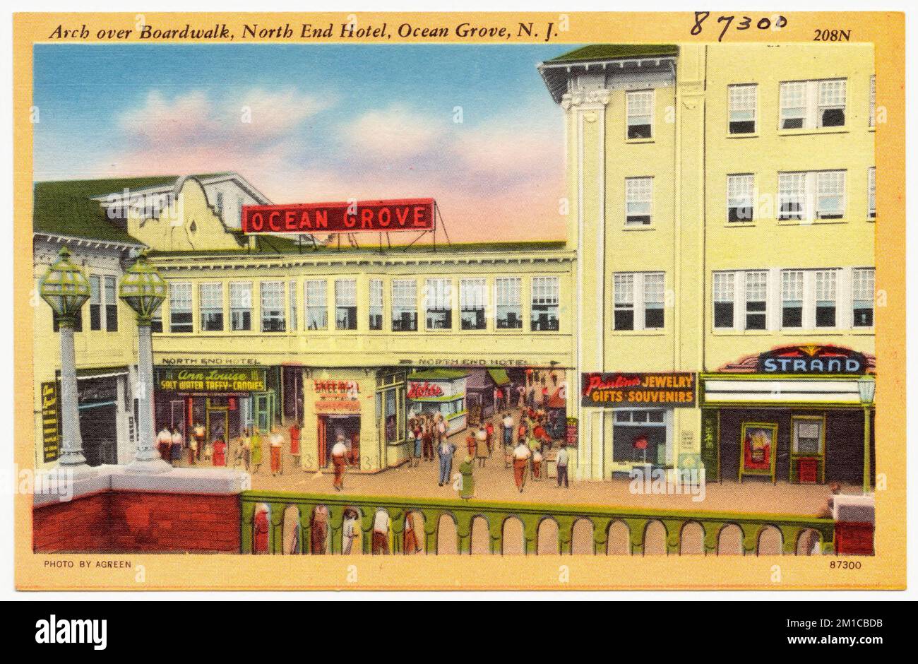 Croque sur la promenade, hôtel du nord, Ocean Grove, N. J. , promenades, Hotels, Tichnor Brothers Collection, cartes postales des Etats-Unis Banque D'Images