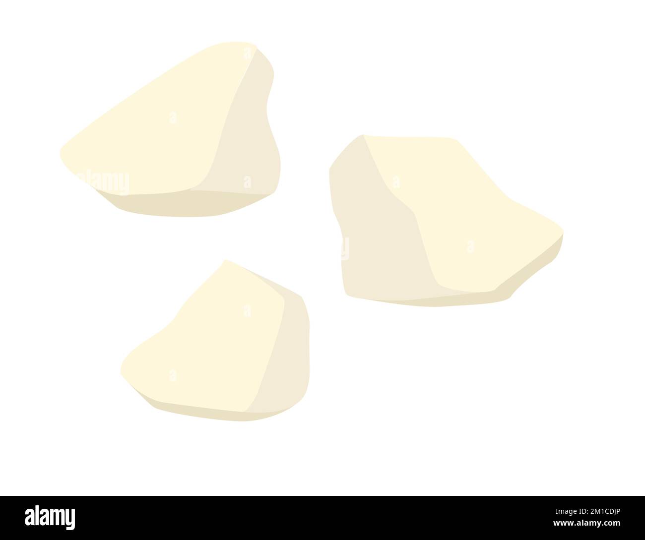 Illustration vectorielle de trois morceaux de fromage feta isolée sur fond blanc Illustration de Vecteur