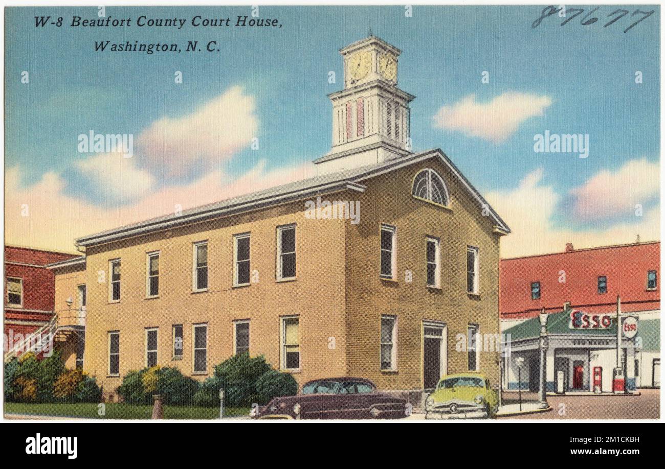 Palais de justice du comté de Beaufort, Washington, N. C. , palais de justice, Collection des frères Tichnor, Cartes postales des États-Unis Banque D'Images