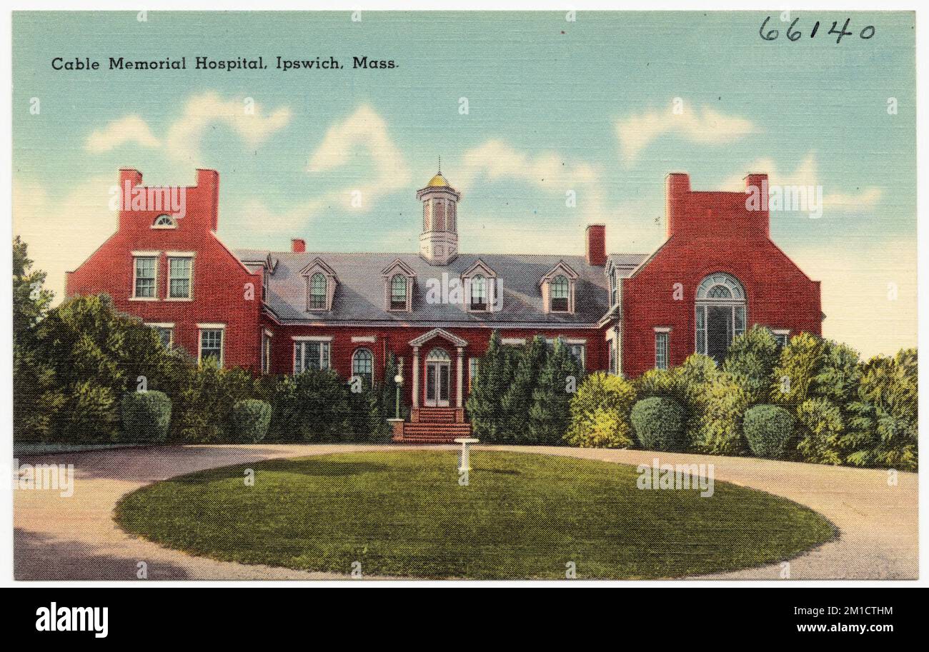 Cable Memorial Hospital, Ipswich, Massachusetts. , Hôpitaux, Tichnor Brothers Collection, cartes postales des États-Unis Banque D'Images