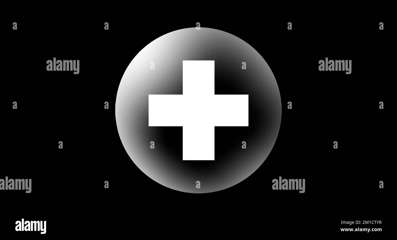 Signe plus dans des bulles ou des bulles blanches sur fond noir. Banque D'Images