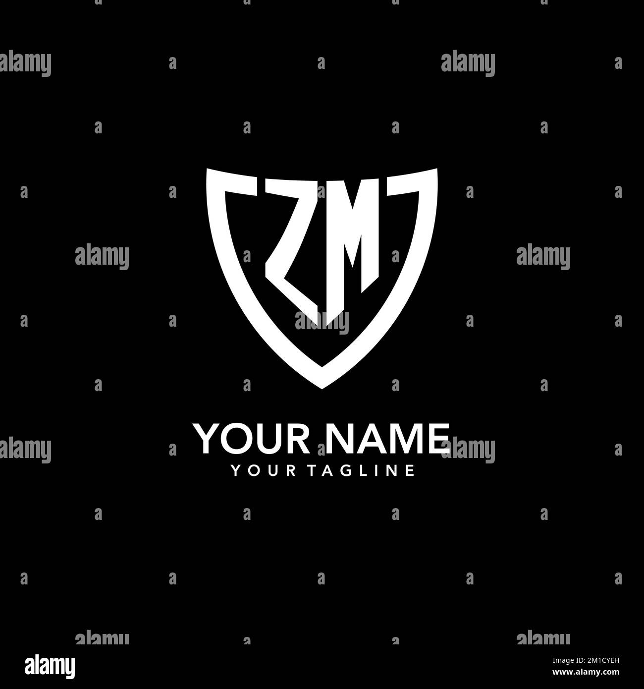 ZM monogramme logo initial avec Clean Modern Shield icône design inspiration Illustration de Vecteur