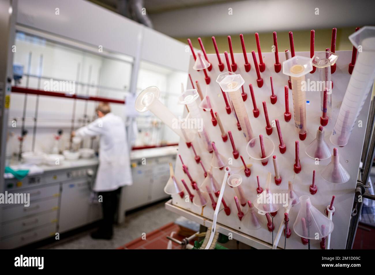 Berlin, Allemagne. 09th novembre 2022. Divers conteneurs sont suspendus dans le laboratoire de chimie du campus de Lankwitz. Credit: Fabian Sommer/dpa/Alay Live News Banque D'Images