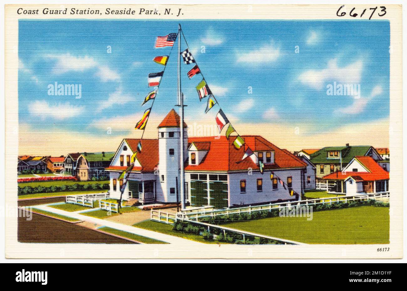 Station de la Garde côtière, Seaside Park, N. J. , installations militaires, Collection Tichnor Brothers, Cartes postales des États-Unis Banque D'Images