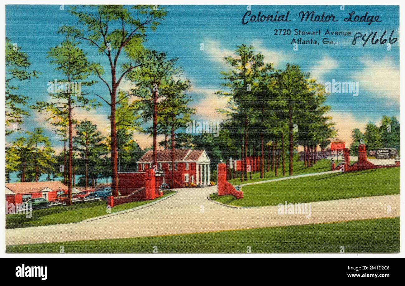 Colonial Motor Lodge, 2720 Stewart Avenue, Atlanta, Géorgie , Motels, Tichnor Brothers Collection, cartes postales des États-Unis Banque D'Images