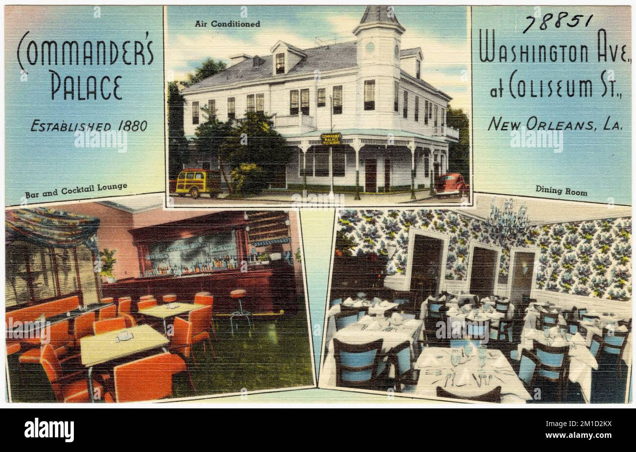 Commander's Palace, Washington Ave. À Coliseum St., la Nouvelle-Orléans, Louisiane. , Restaurants, Tichnor Brothers Collection, cartes postales des États-Unis Banque D'Images