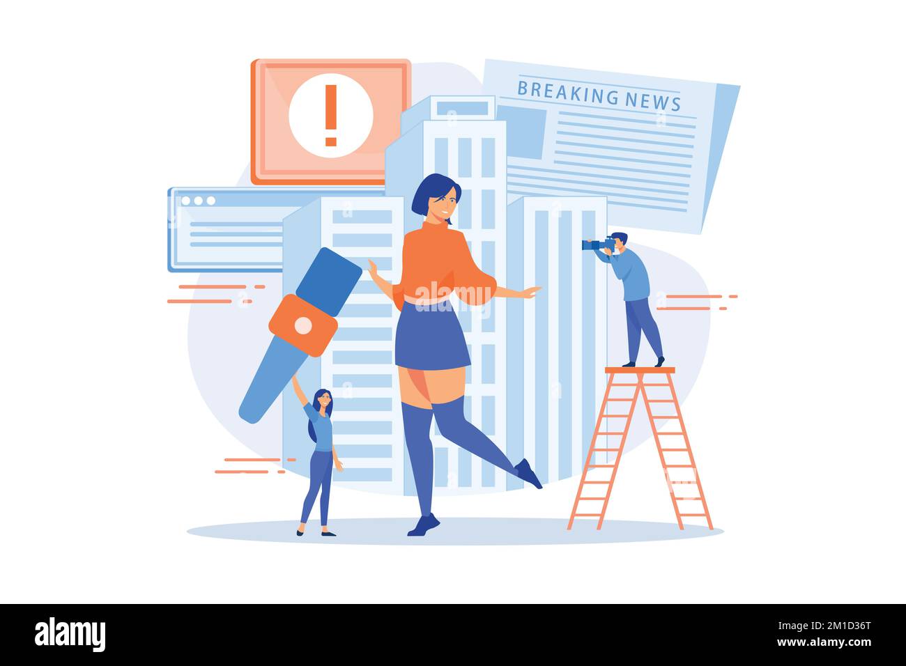 Journalistes interviewant la personne célèbre. Reporters suivant la célébrité. Presse en ligne jaune, flux de nouvelles paparazzi, concept de journalisme jaune. vecteur plat Illustration de Vecteur