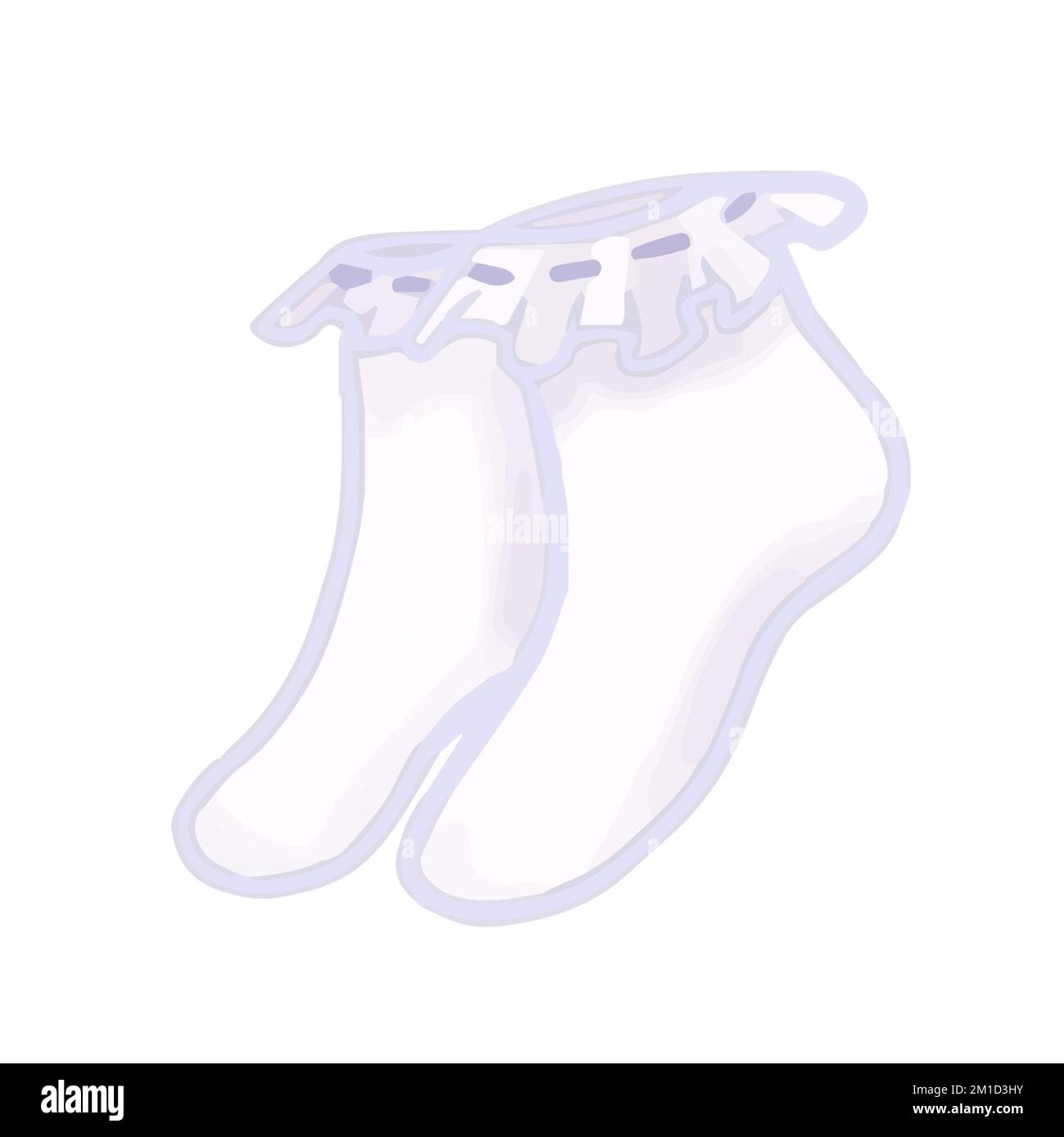Dessin à la main joli clip isolé illustration d'une paire de chaussettes blanches à volants Illustration de Vecteur